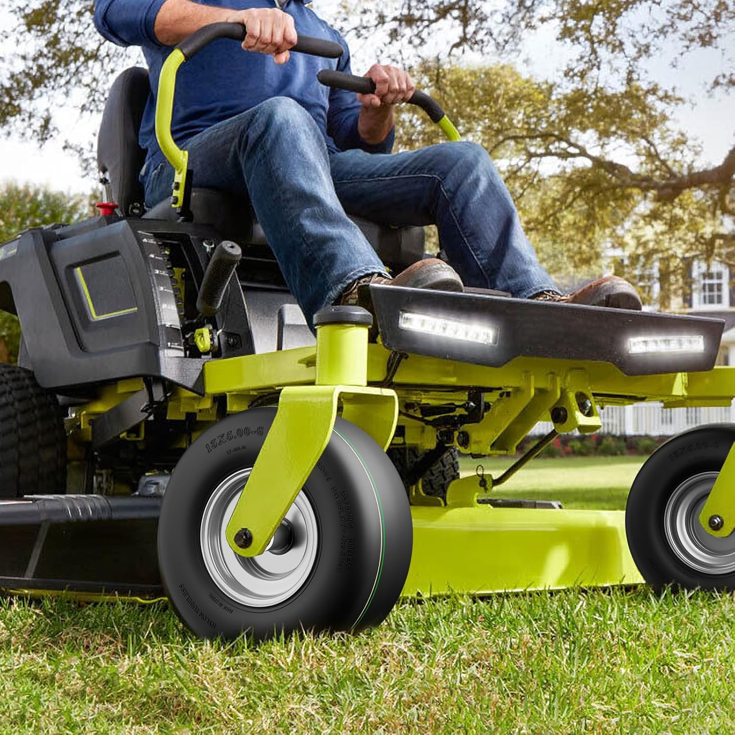 RONPOW 13x5.00-6 Tubeless Lawn Mower Tire, 13x5x6 Zero Turn Turf Tires, 4 Ply Rubber Smooth 13-5.00-6 Garden Tractor Tire for Residential and Commercial, 2Pack Tubeless, Load 450LBs